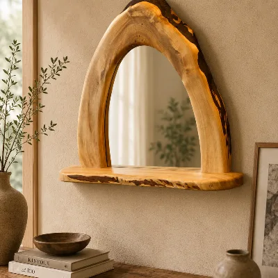 Mirror            Hanging Shelf Mirror – Macrocarpa    470 mm X 500 mm
